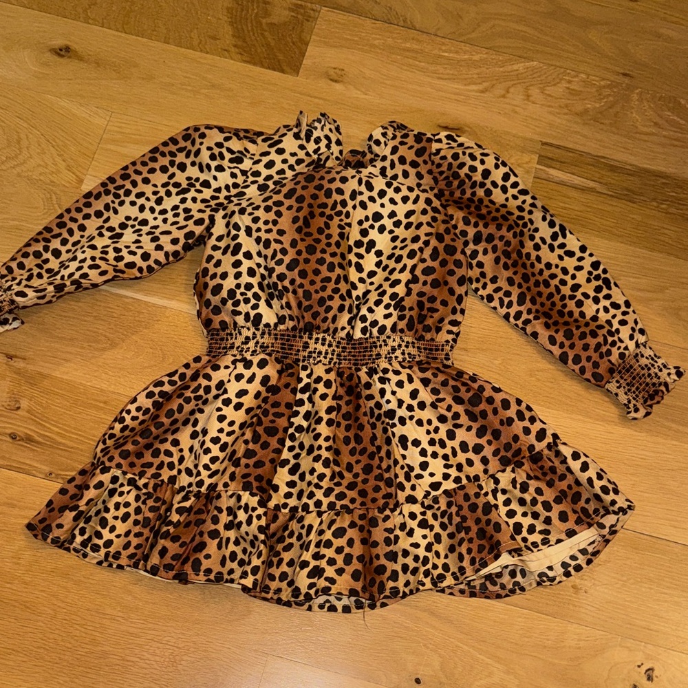 Janie and jack 3t Leopard Print Long Sleeve Dress